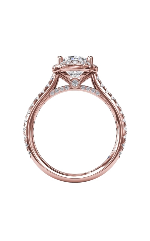 18KR 0.57CTW DIAMOND ENGAGMENT RING WITH 1.5CT OVAL CZ CENTER WITH HALO, PEAKABOO DIAMONDS, PAVE UN