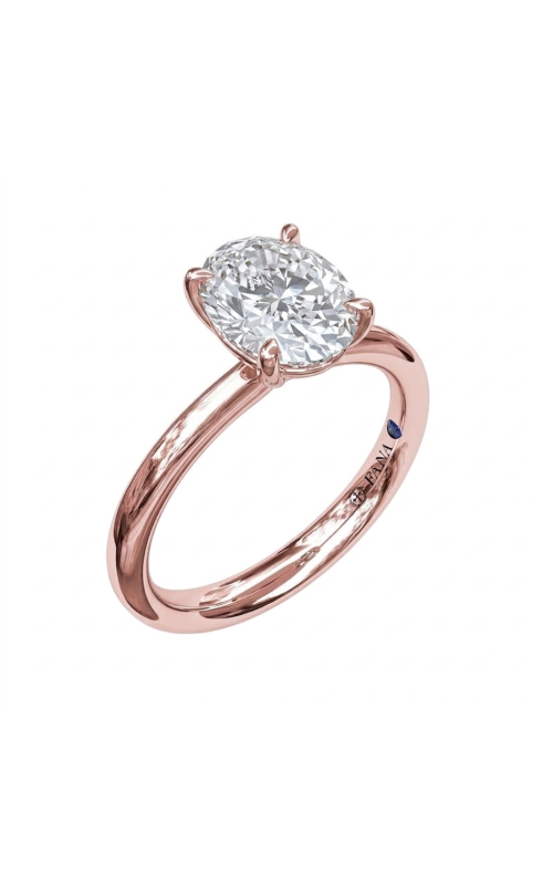 14KRG SOLITAIRE ENG RING 1.5CT OVAL CZ CENTER IN A 4 PRONG HEAD WITH POINTED SAFETY BAR