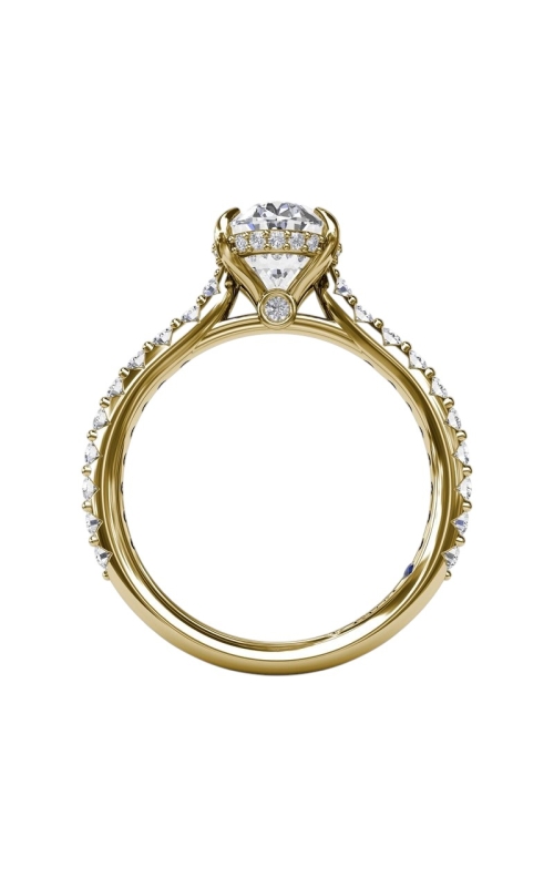 18KY 0.48CTW DIAMOND ENGAGEMENT RING WITH A 1.75CT OVAL CZ CENTER, HIDDEN HALO, PEAKABOO DIAMONDS A
