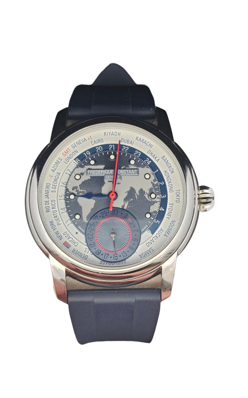 LMT ED. CLASSICS WORLDTIME - 42MM SS CLASSICS WORLD TIMER BLUE AND WHITE DIAL DOMED BEZEL ON RED ALL