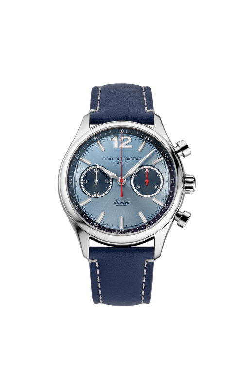 42MM SS VINTAGE RALLY HEALEY CHRONOGRAPH, HEALEY LOGO ON ICE BLUE DIAL WITH SUNRAY FINISHING, APPLIE