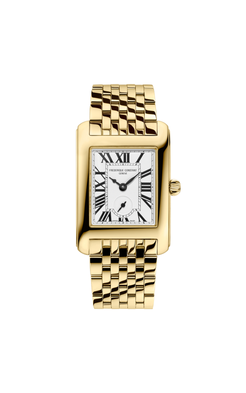 SS FREDERIQUE CONSTANT CARREE SMALL SECONDS, POLISHED GOLD TONE SS, SILVER DIAL WITH MATT FINISH AND