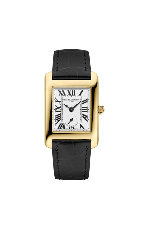 SS FREDERIQUE CONSTANT CARREE SMALL SECONDS, POLISHED GOLD TONE SS, SILVER DIAL WITH MATT FINISH AND