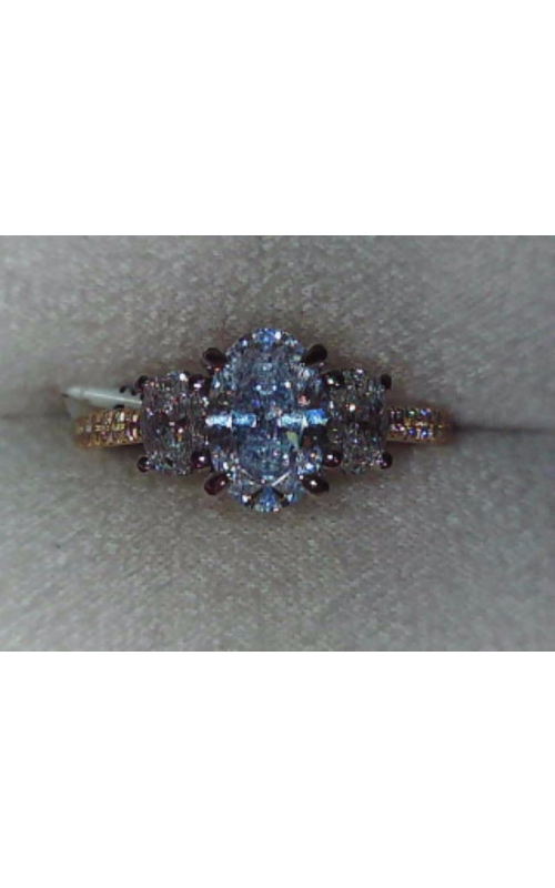 14KY/W DIAMOND ENGAGEMENT RING, 1.50CT H, VS, OVAL CENTER, (2) 9.0x6.0 OV CZ STONES ON HEAD, 0.87CTW