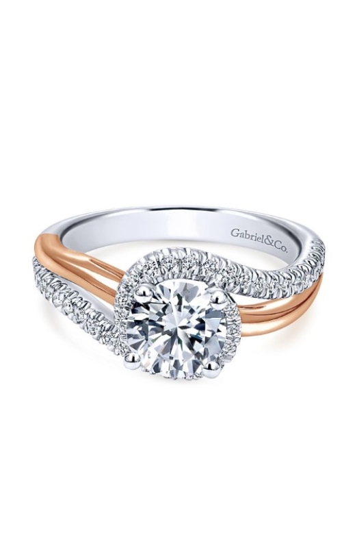 14KWG/RG BYPASS ENGAGEMENT RING WITH CENTER DIAMOND 0.30CT H, VS2 W/.15TW SIDE DIAS WRAPPED ELEGANTL