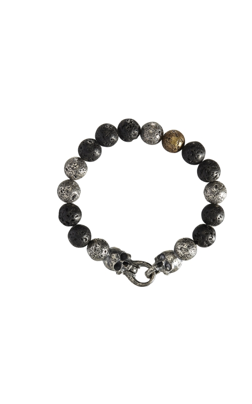 Silver, Brass & Black Lava Bracelet STB-27713
