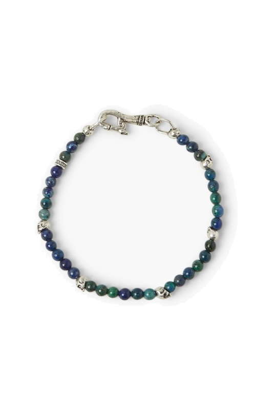 Azurite Bead Silver Skull Clasp Bracelet