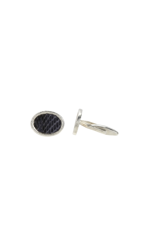 Blue Snake Leather Cuff Links