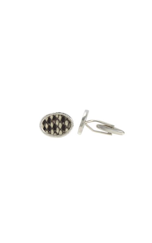 Snake Leather Cuff Links In Silver