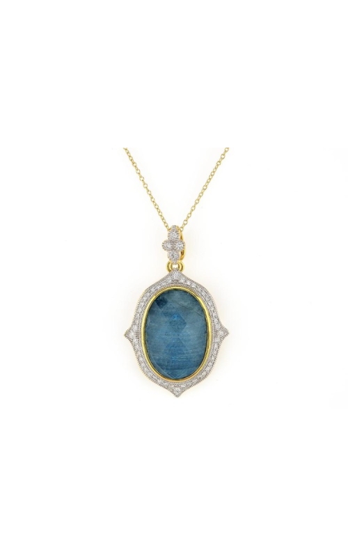 DIAMOND, MIDNIGHT BLUE LABRADORITE AND SKYBLUE TOPAZ STONE PENDANT APC-26298