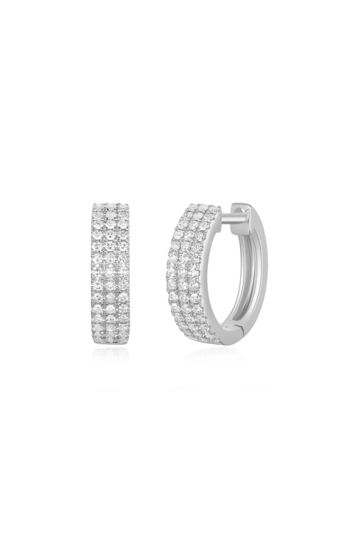14KWG 0.23CTW 3-ROW DIAMOND HUGGIE WITH 84 DIAMONDS TOTAL