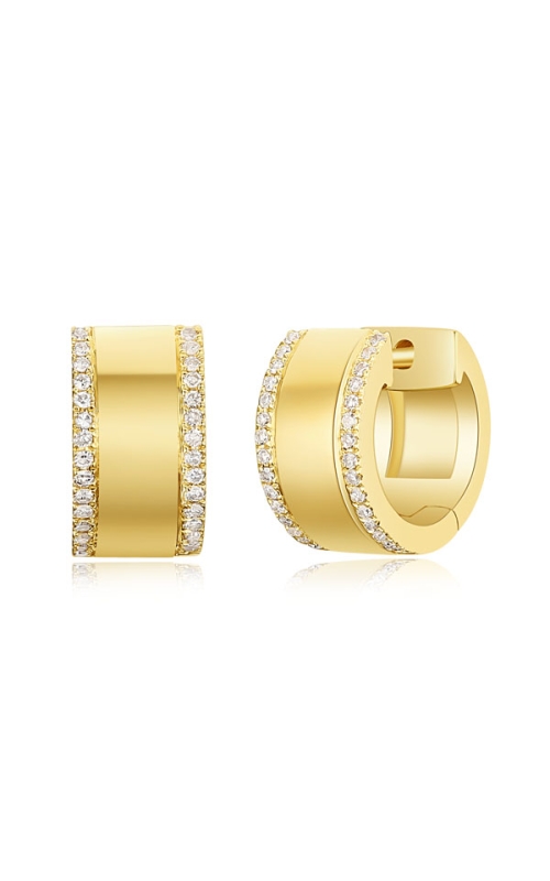14KY DIAMOND EDGE HUGGIE EARRINGS, 60RDS=0.14CTW, SNAPDOWN POSTS