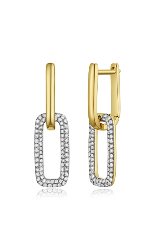 14KY DIAMOND LINK PAPERCLIP DROP EARRINGS, 146 DIAS = 0.33CTW