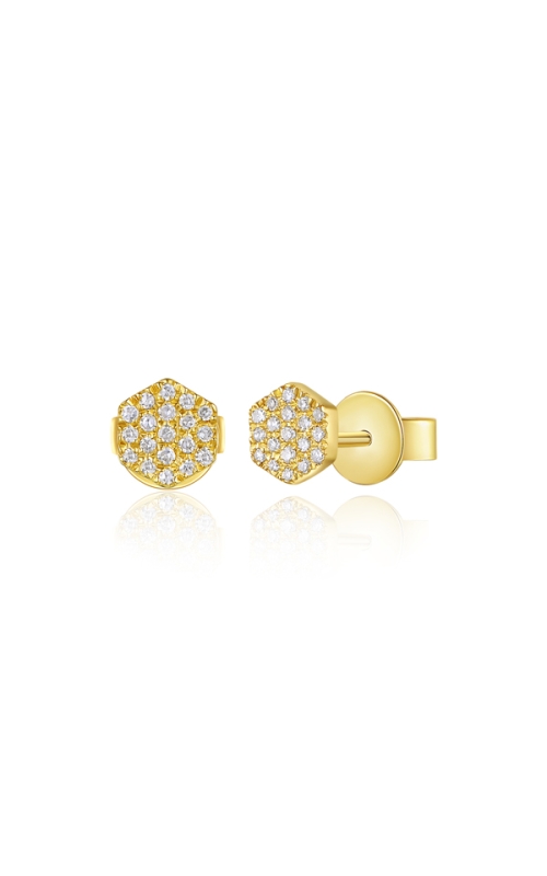 14KY DIAMOND HEXAGON STUD EARRINGS ON PUSHBACKS, 0.08CTW