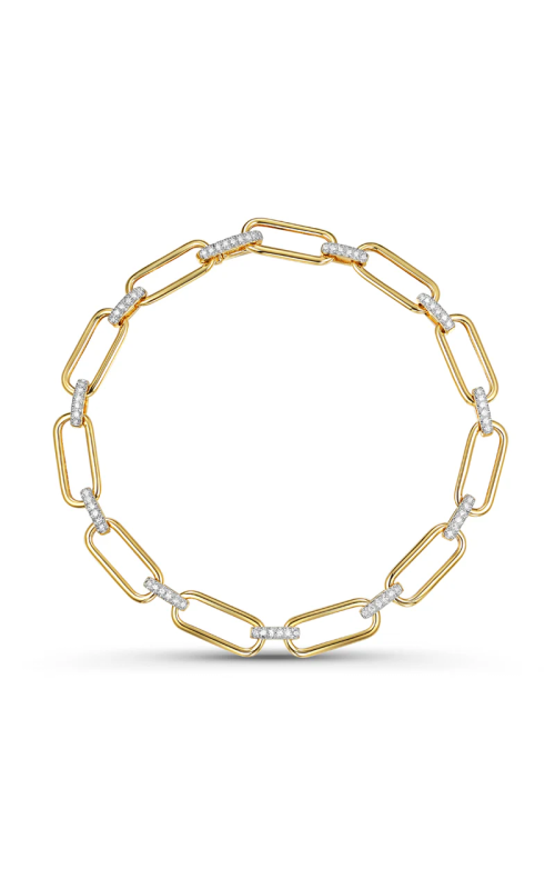 14KY DIAMOND BAR GOLD LINK BRACELET, 69DIAS=0.21CTW