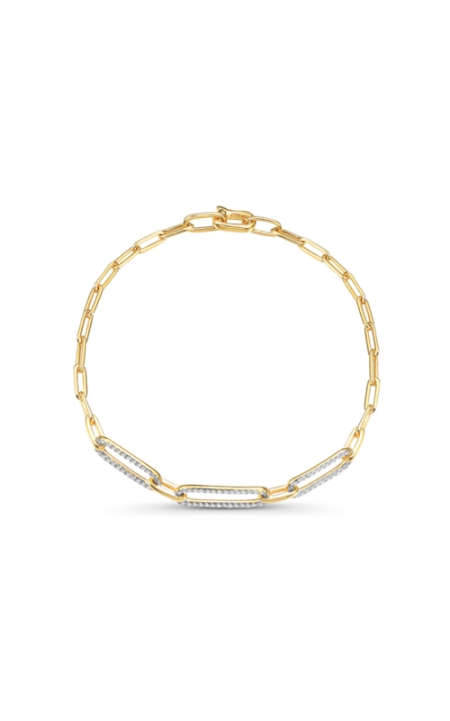 14KY DIAMOND ENCRUSTED 3 PAPERCLIP CHAIN BRACELET, 84DIAS=0.23CTW