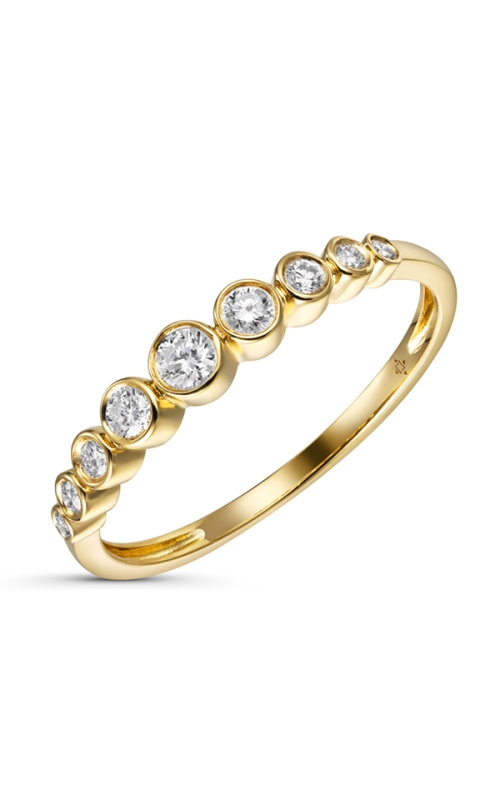 14KY 0.20CTW DIAMOND LADIES WEDDING BAND WITH 9 GRADUATED BEZEL SET DIAS