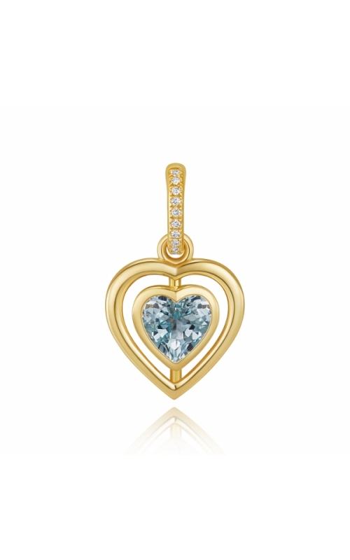 14KY SKY BLUE TOPAZ HEART PENDANT = 0.94CTW; 11 DIAS ON BAIL = 0.03CTW