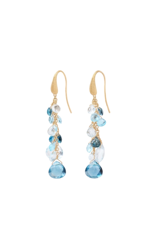18KY PARADISE DANGLE EARRINGS, MIXED TOPAZ WITH 0.14CTW DIAMONDS, SET ON SNAP DOWN POSTS