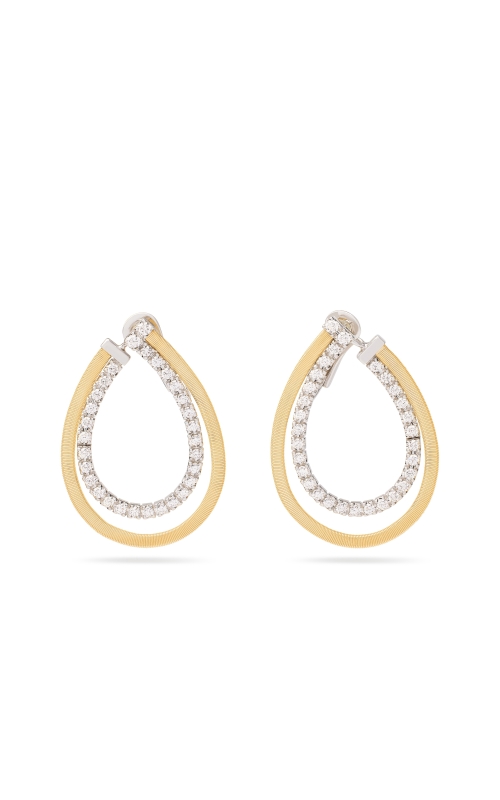 18KY/W MASAI EARRINGS, 60RDS=1.26CTW G, VVS-VS, OPEN TEAR DROP, FRICTION BACKS