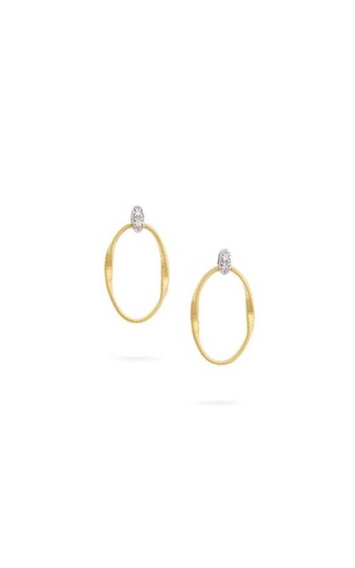 18KYG DIAMOND DOUBLE LOOP EARRINGS, MARRAKECH ONDE, 0.03CTW