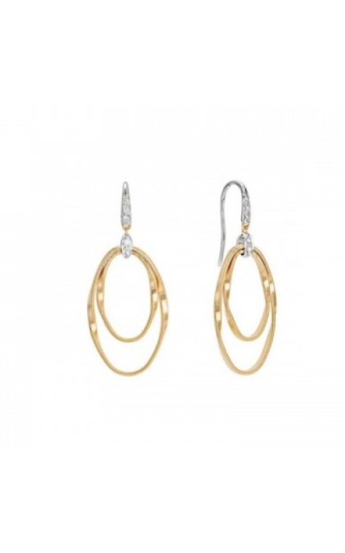 18KYG DIAMOND DOUBLE LOOP EARRINGS, 0.07 CT