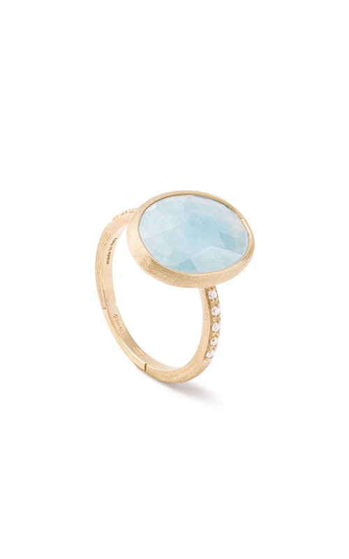 18KYG AQUAMARINE RING WITH DIAMOND PAVE SHANK 0.06 CT, SIVIGLIA