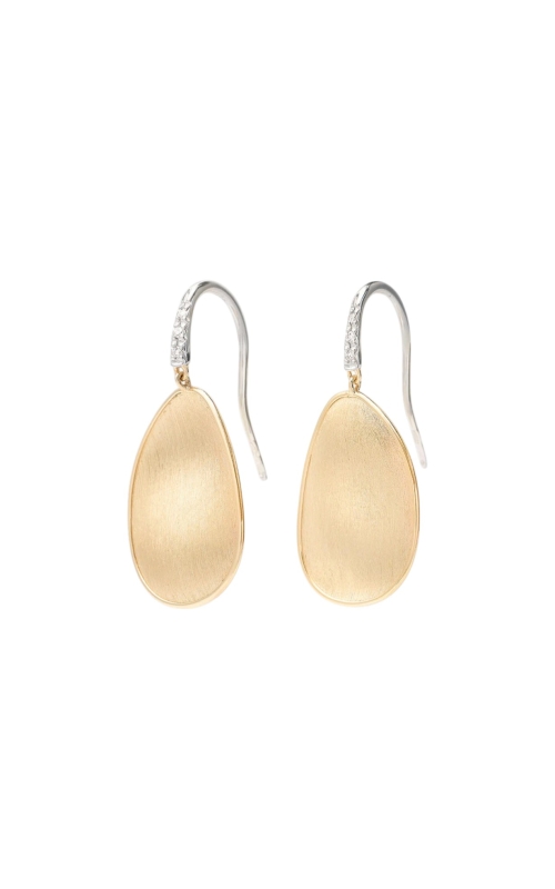 18KY LUNARIA MEDIUM PETAL DROP EARRINGS W/ DIAMOND HOOK, 0.04CTW, 1.25 LENGTH