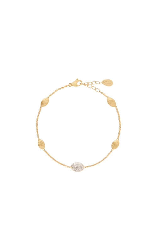 18KY 0.17CTW SMALL BEAN BRACELET W/ DIAMOND PAVE ACCENT, LENGTH=6.25