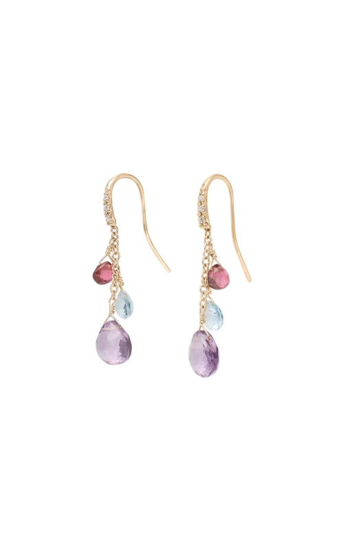 18KY 0.04CTW PARADISE MIXED GEMSTONE EARRINGS W/ DIAMONDS, AMETHYST ACCENT, 1.33