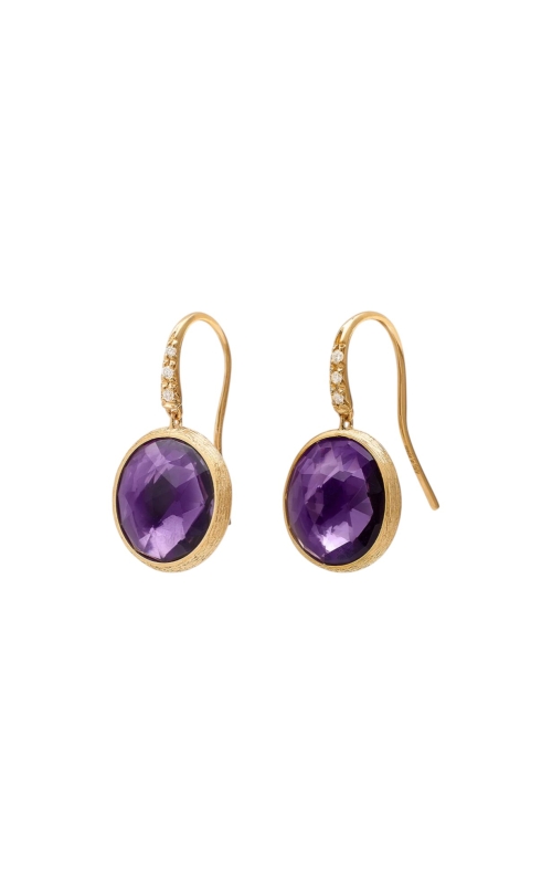 18KY 0.04CTW JAIPUR AMETHYST DROP EARRINGS W/ PAVE DIAS HOOK