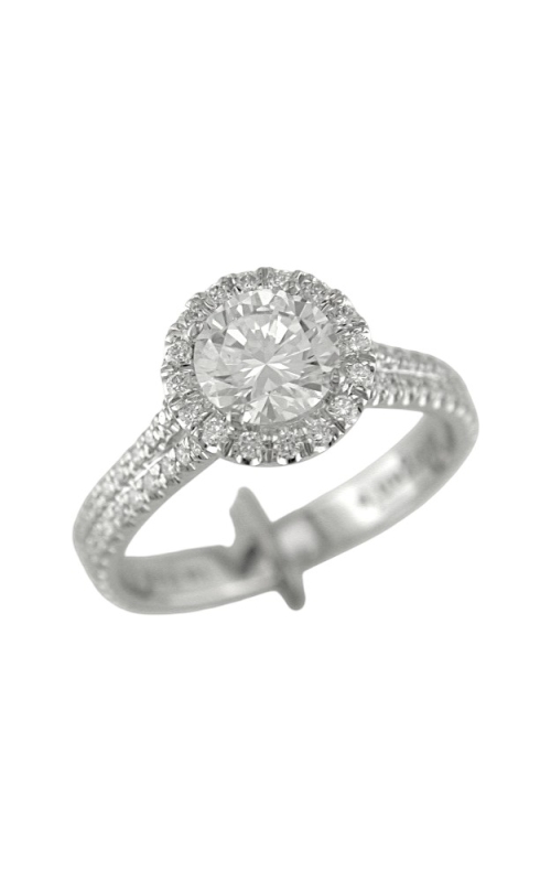 18KWG ENG RING FOR 1CT RD-FRENCH PAVEE DIAMOND HALO AROUND CENTER STONE WITH SPLIT DIAMOND SET SHAN