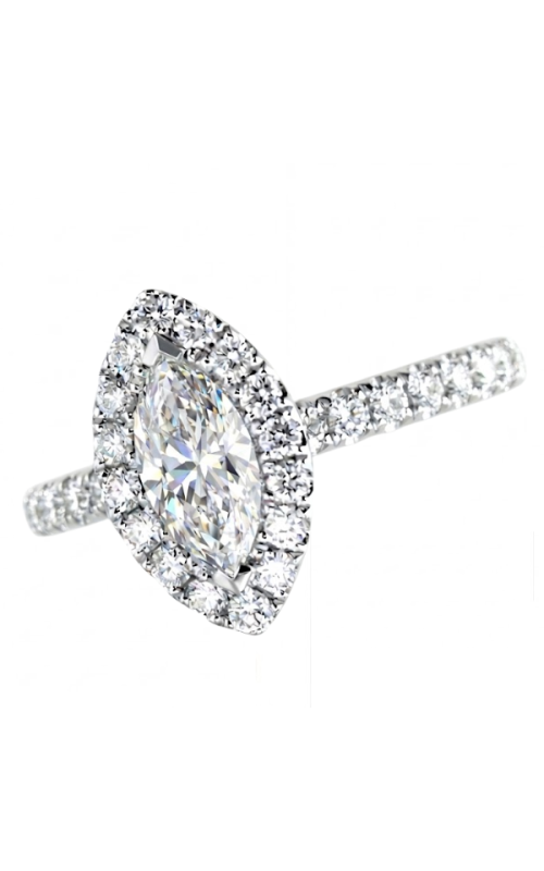 14KWG 0.53CT MARQUIS WITH HALO DIAMOND ENGAGEMENT RING AND 7 PRONG SET BR DIAMONDS ON EITHER SIDE O