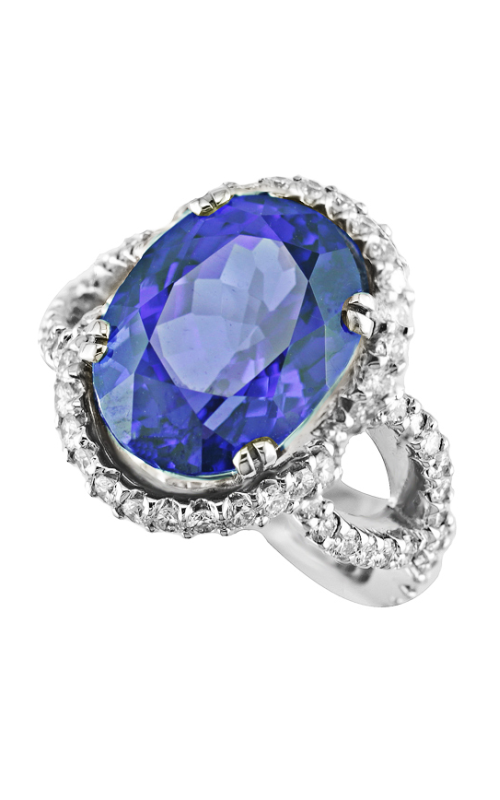 OVAL TANZANITE AND DIAMOND RING ALC-13105