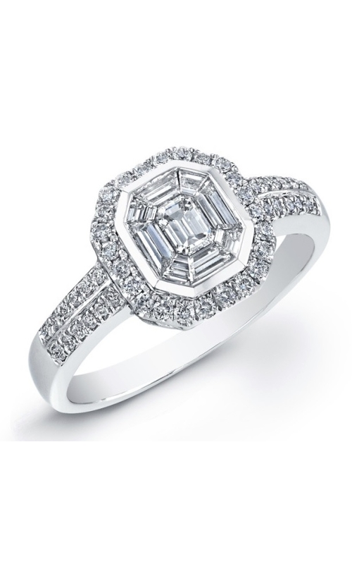 DIAMOND RING WITH CENTER EMERALD CUT RING ALD-26212