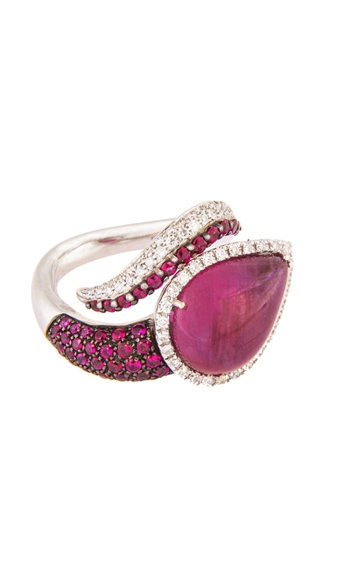 PEAR SHAPE CABACHON RUBY RING ALC-25972
