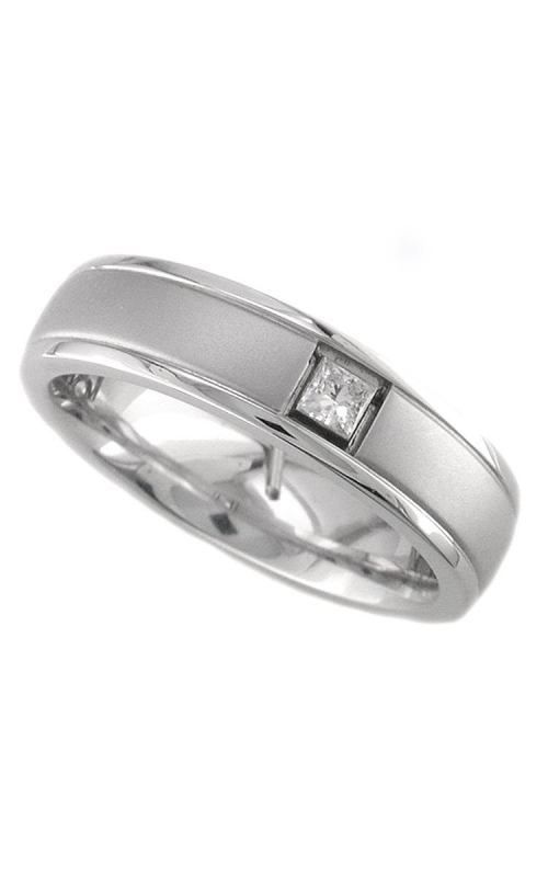 SATIN FINISH PRINCESS CUT DIAMOND CENTER BAND AWG-3638
