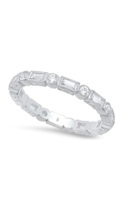 DIAMOND BAND WITH  ALTERNATING EMERALD DIAMONDS AWL-27308