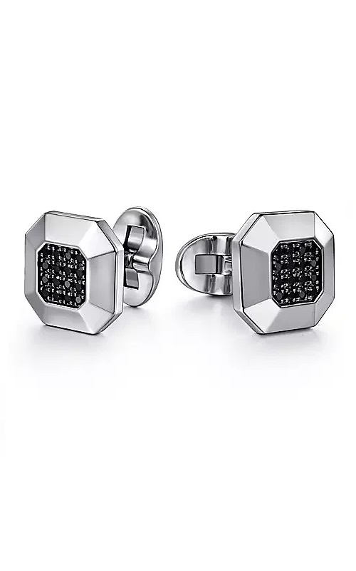 sterling silver black spinel cuff links STG-33283