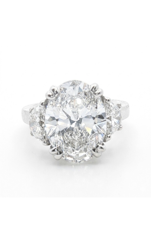 PLATINUM 1.23CTW DIAMOND ENGAGMENT RING WITH AN OVAL DOUBLE PRONG 6CT HEAD AND A HALF MOON DIAMOND