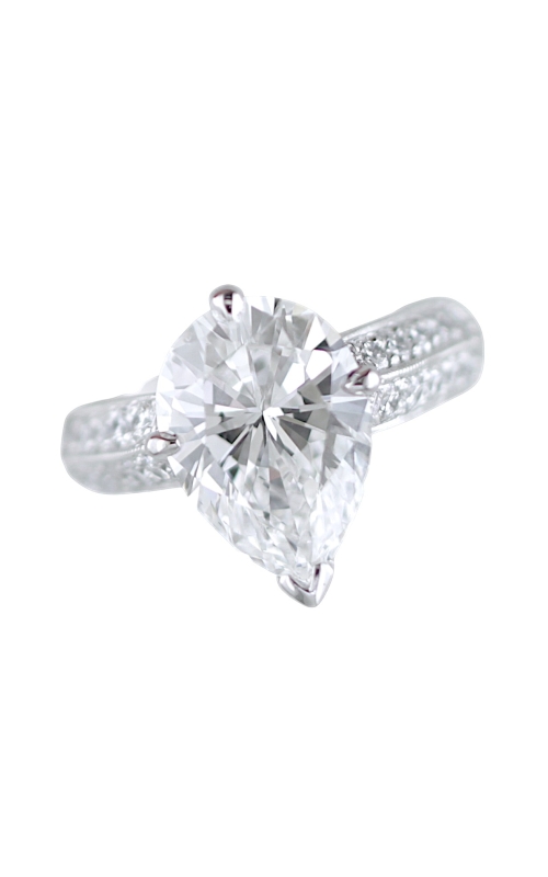 PLATINUM ENG RING FOR LG PEAR SHAPE DOUBLE ROW KNIFE EDGE PAVEE SHANK WITH 10 FULL CUTS EACH SIDE.