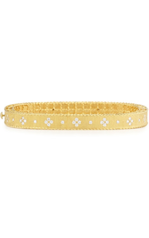 Roberto Coin Satin Finish Bangle with Fleur De Lis Diamonds AB3-33932