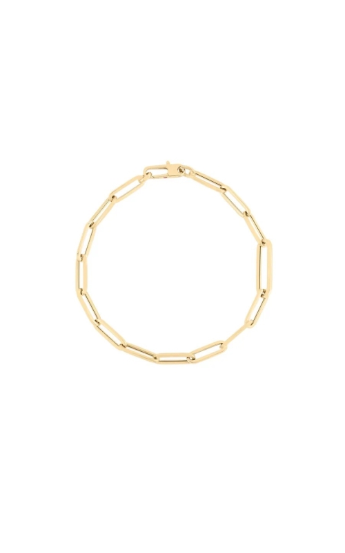 18KY PAPERCLIP BRACELET WITH ONE LARGER LINK 7