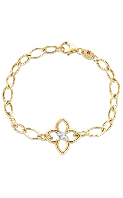 18KY DIAMOND CIALOMA BRACELET, OVAL LINKS, APPROX. 0.01CTW DIA, ANCHOR CLASP