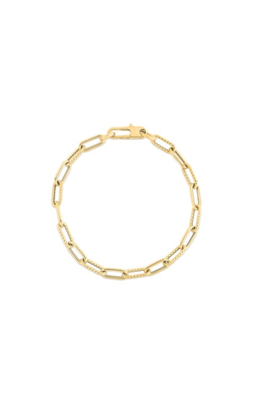 18KY ALT SHINY/FLUTED PAPERCLIP BRACELET, LOBSTER CLASP, 7, 4.45g.