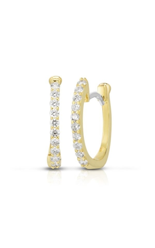18KG GOLD PERFECT DIAMOND HOOP PAVE DIAMOND HUGGY EARRING, 0.20CTW, 12MM HINGED HOOP