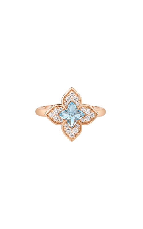 18KR DIAMOND/BLUE TOPAZ VENETIAN PRINCESS FASHION RING, 0.67CT BLUE TOPAZ, 0.18CTW DIAMONDS