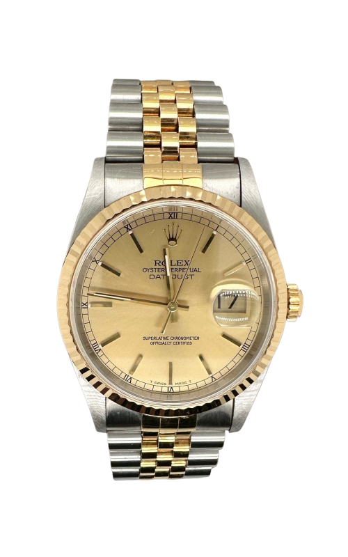 PREOWNED 36MM 18KY/SS DATEJUST, CHAMPAGNE INDEX DIAL