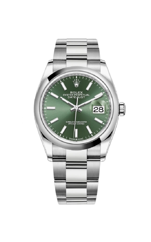 36MM SS DATEJUST SILVER INDEX DIAL DOMED BEZEL OYSTER BRACELET W-72800