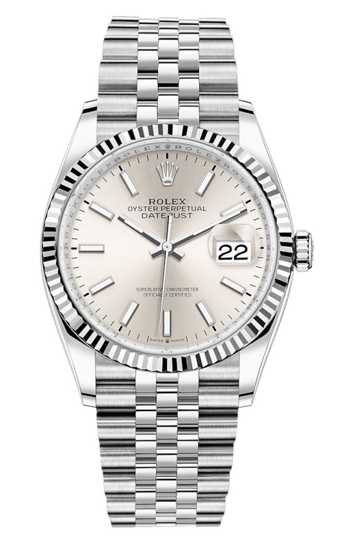 36MM 18KWG/SS DATEJUST , SILVER DIAL/FLUTED BEZEL, JUBILEE BRACELET S#8K7U6763